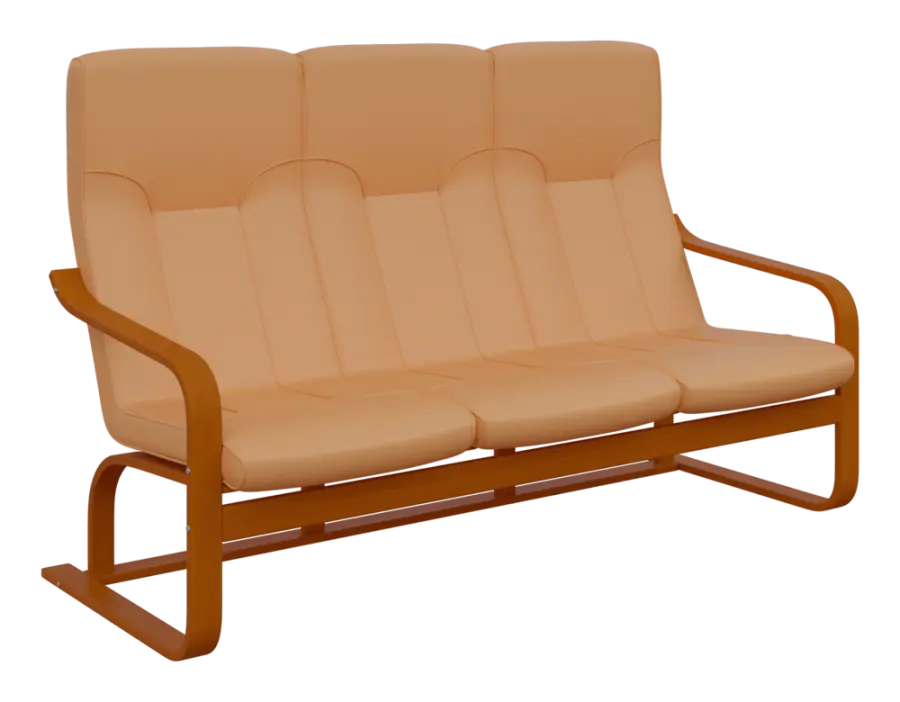 BO - 3 trojkřeslo, dřevěná kostra, moření třešeň, koženka HOLY P1, meruňková